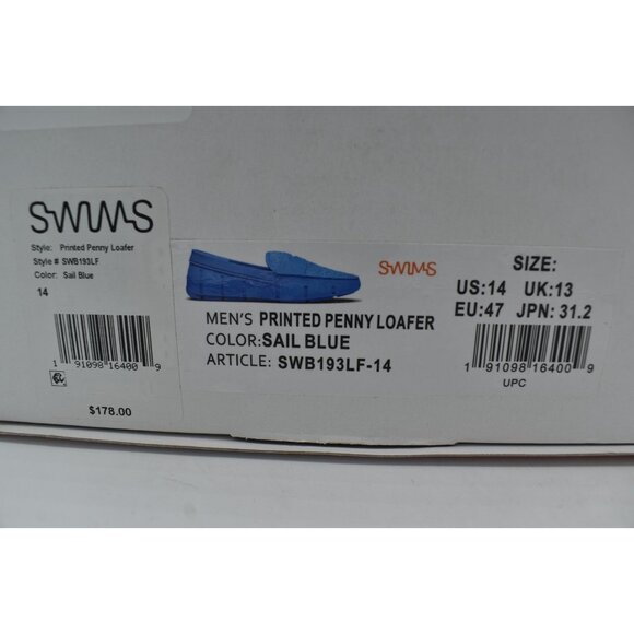 SWIMS Mens Size 15 Printed Penny Loafer‎ Sail Blue Slip On Loafers Shoes NIB SWIMS Mens Size 15 Printed Penny Loafer Sail Blue Slip On  main image 2